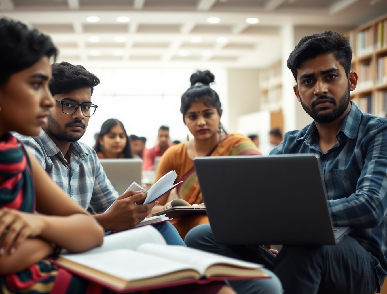 Indian students discussing the cheating scandal and app bans