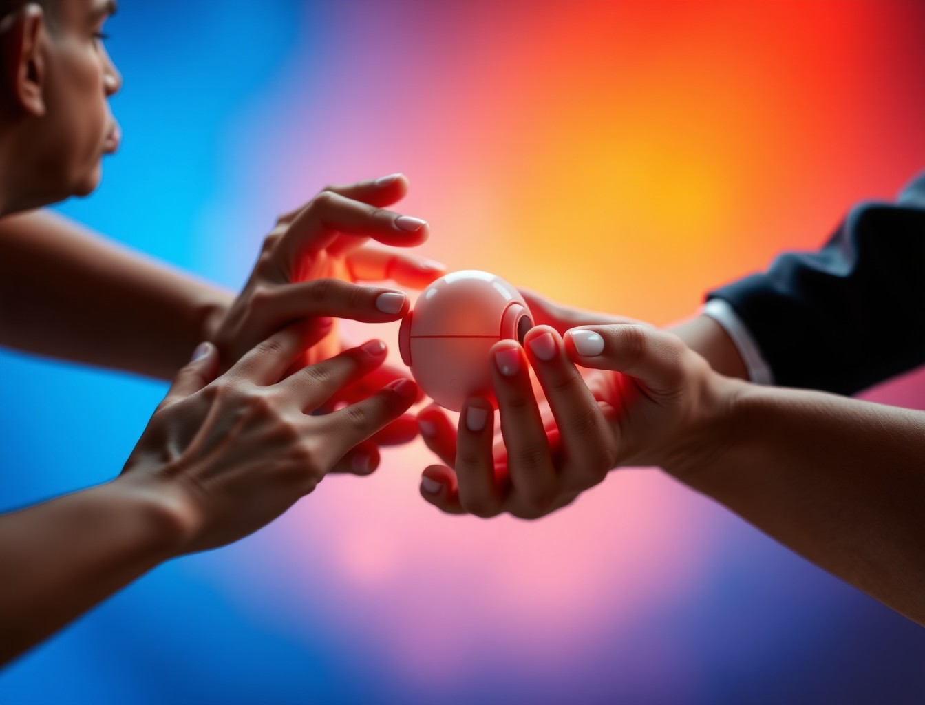 Human Hands Reaching for AI Robot